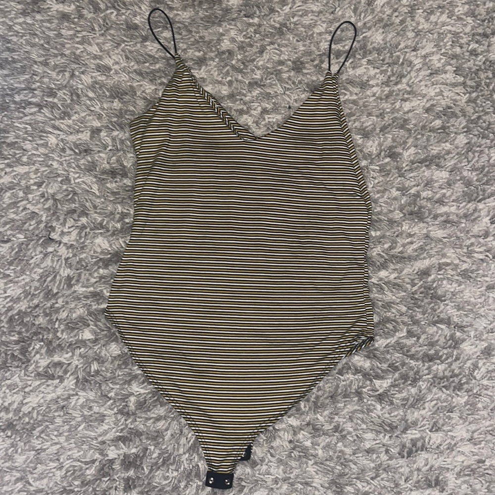 Stripe yellow black and white bodysuit